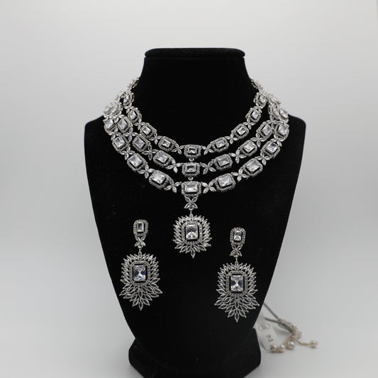 💎 American Diamond Necklace Set with Earrings ✨